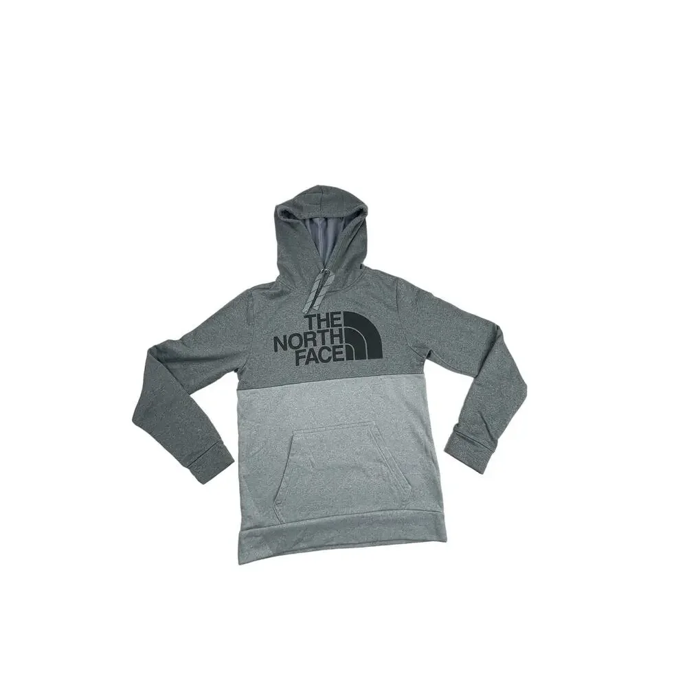 North Face Men's Pullover Hooded Hoodie Sweatshirt Medium Gray Block Logo